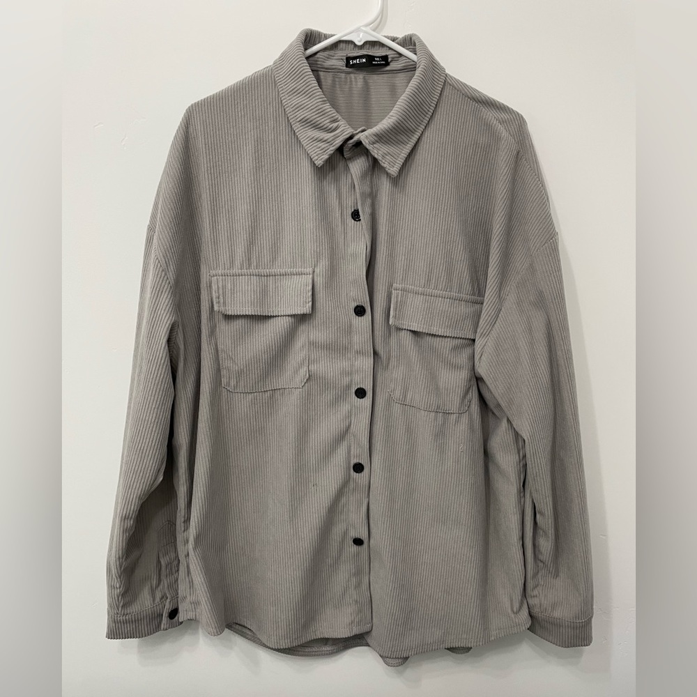 Gray corduroy button up